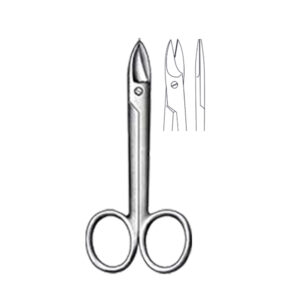 CROWN-BEEBEE Gum & Ligature Scissors, 12 cm/ 4 3/4″, 1 Blade saw edge, str.