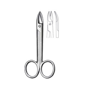 CROWN-BEEBEE Gum & Ligature Scissors, 12 cm/ 4 3/4″, 1 Blade saw edge, crv.