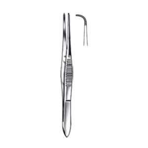 IRIS Micro Forcep,11,5cm, 4 1/2″, strongly curved, serrated