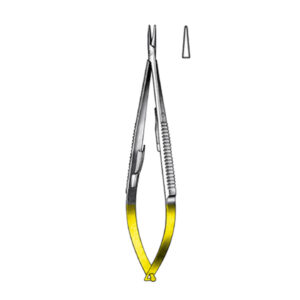 CASTROVIEJO Needle Holder TC,  with lock,   16cm,  6 1/4″, smooth, straight