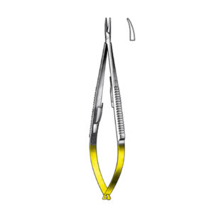 CASTROVIEJO Needle Holder TC,  with lock,   23cm,  smooth,   curved