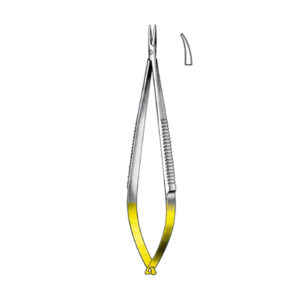 CASTROVIEJO Needle Holder TC, 13,5cm, 5 1/2, without lock, smooth, curved