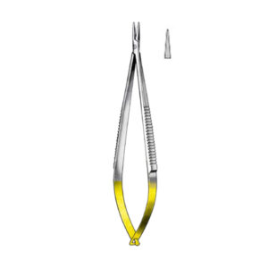 CASTROVIEJO Needle Holder TC, 13,5cm, 5 1/2, without lock, straight,serrated