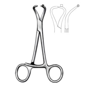 Bone holding forcep 13 cm,  5 1/4″ crv., with 1.6 mm k-wire guide