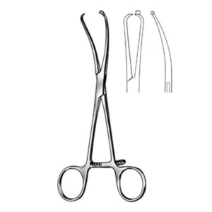 Bone holding forcep,  17 cm,  6 3/4″,  crv., with 1.1mm K-wire guide