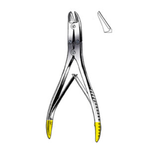 WIRE CUTTING PLIER, 14cm,  5 1/2″, TC-Gold, slight angled, double action